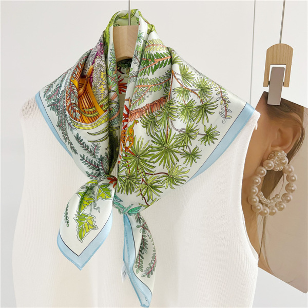 Spring Jungle Spring Summer Mulberry Silk Medium Square shawl 090