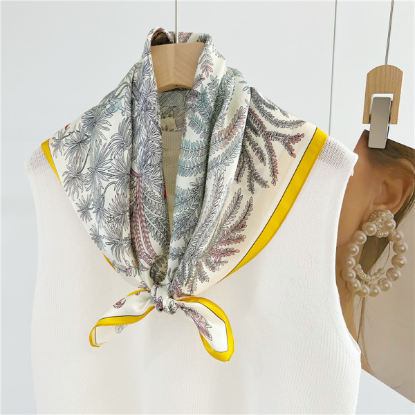 Spring Jungle Spring Summer Mulberry Silk Medium Square shawl 090