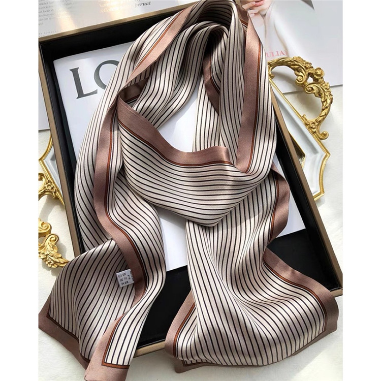 Thin and narrow silk long small silk scarf women's fashion long square scarf 002