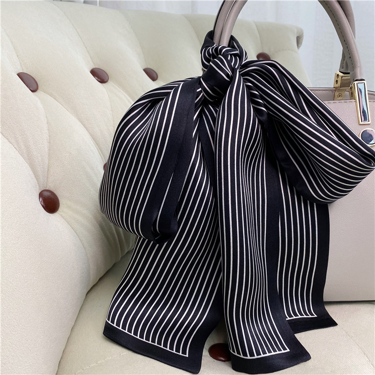 Thin and narrow silk long small silk scarf women's fashion long square scarf 002