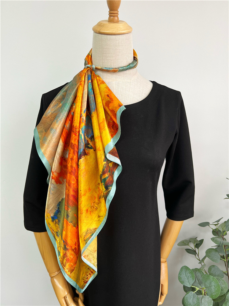 White Birch Forest Mulberry Silk Scarf square Towel 100