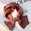 Wine Red Mulberry Silk scarf Double sided silk scarf thin narrow streamer 007