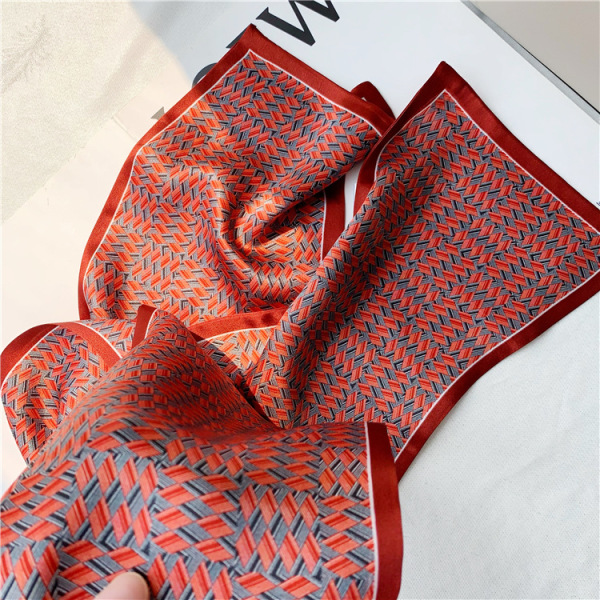 Wine Red Mulberry Silk scarf Double sided silk scarf thin narrow streamer 007