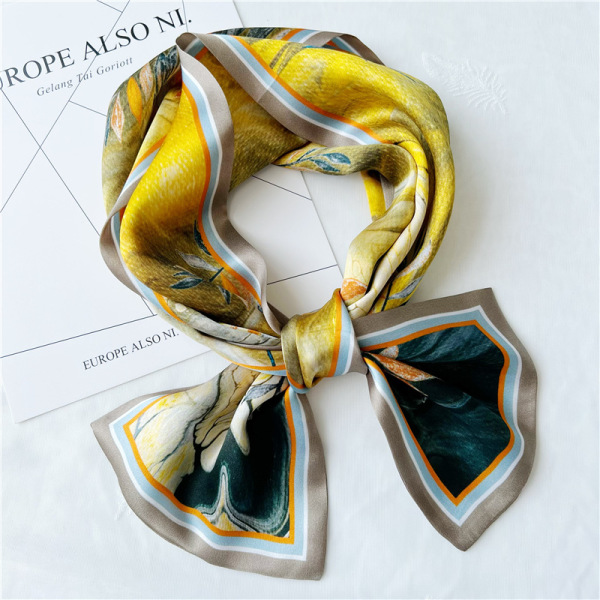 Yellow Leaves Mulberry Silk Silk Scarf Streamer 075