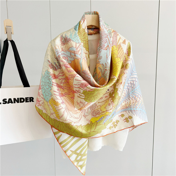 Animal Carnival Mulberry Silk Scarf Square Shawl Dual-Use 152