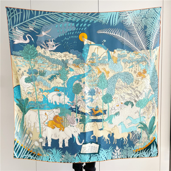 Animal Carnival Mulberry Silk Scarf Square Shawl Dual-Use 152