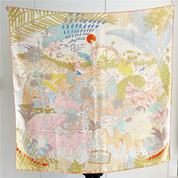 Animal Carnival Mulberry Silk Scarf Square Shawl Dual-Use 152