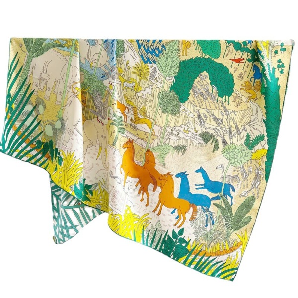 Animal Carnival Mulberry Silk Scarf Square Shawl Dual-Use 152
