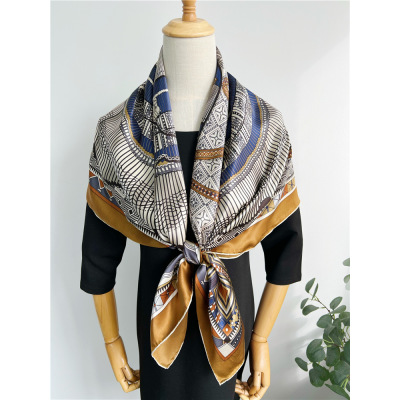 Elegant Bohemian Mulberry Silk Large Square Shawl for Women 147