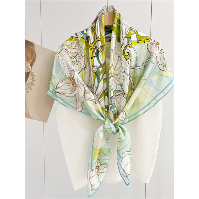 Female Flower Spirit Mulberry Silk Scarf Multifunctional shawl 137
