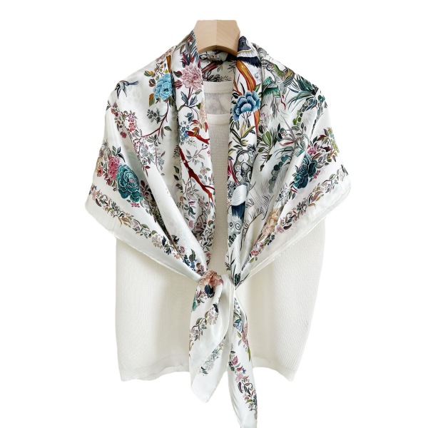 Fine Celadon Mulberry Silk Large Square Shawl 136