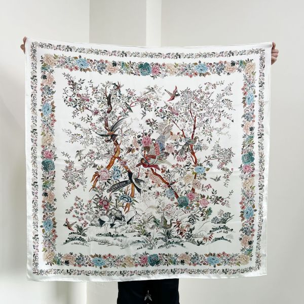 Fine Celadon Mulberry Silk Large Square Shawl 136