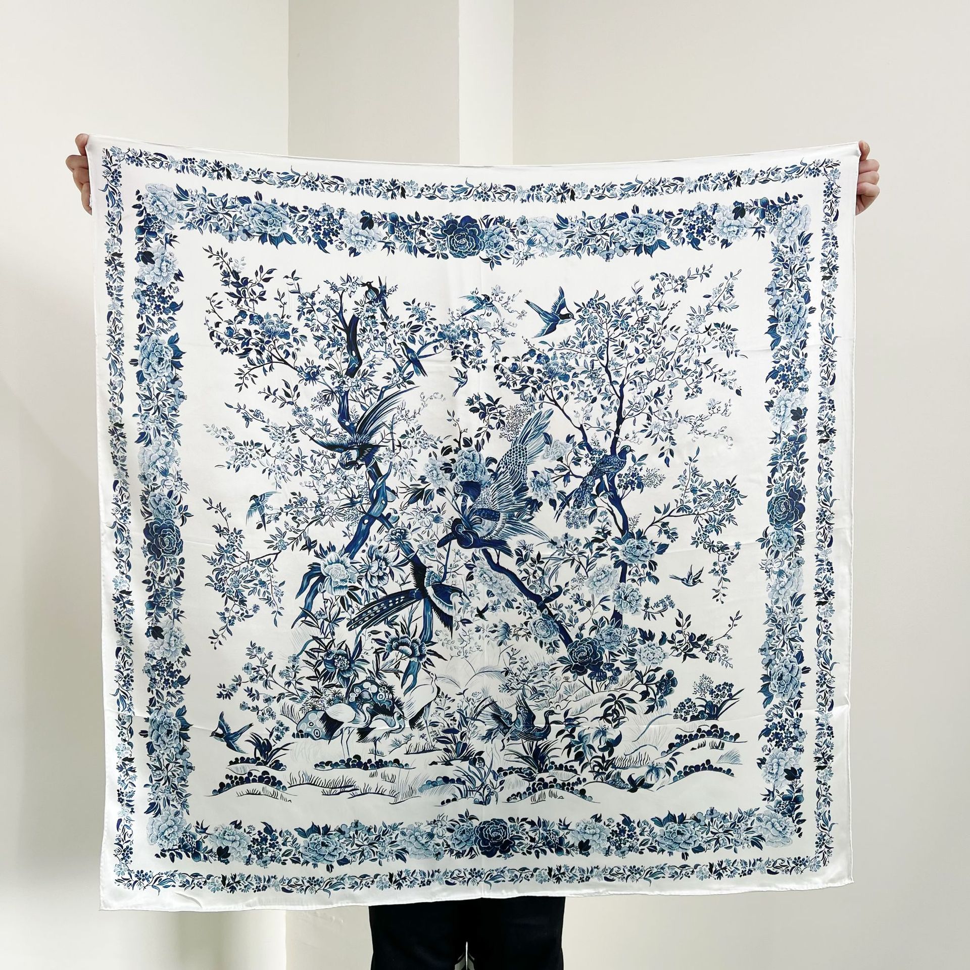 Fine Celadon Mulberry Silk Large Square Shawl 136