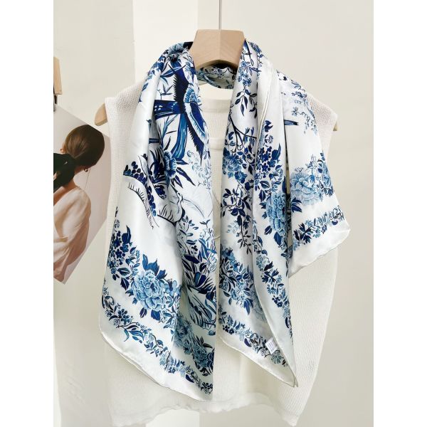 Fine Celadon Mulberry Silk Large Square Shawl 136