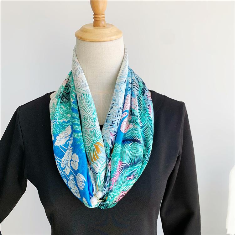 Forest All-Match Satin Large Square Shawl Mulberry Silk Shawl 144