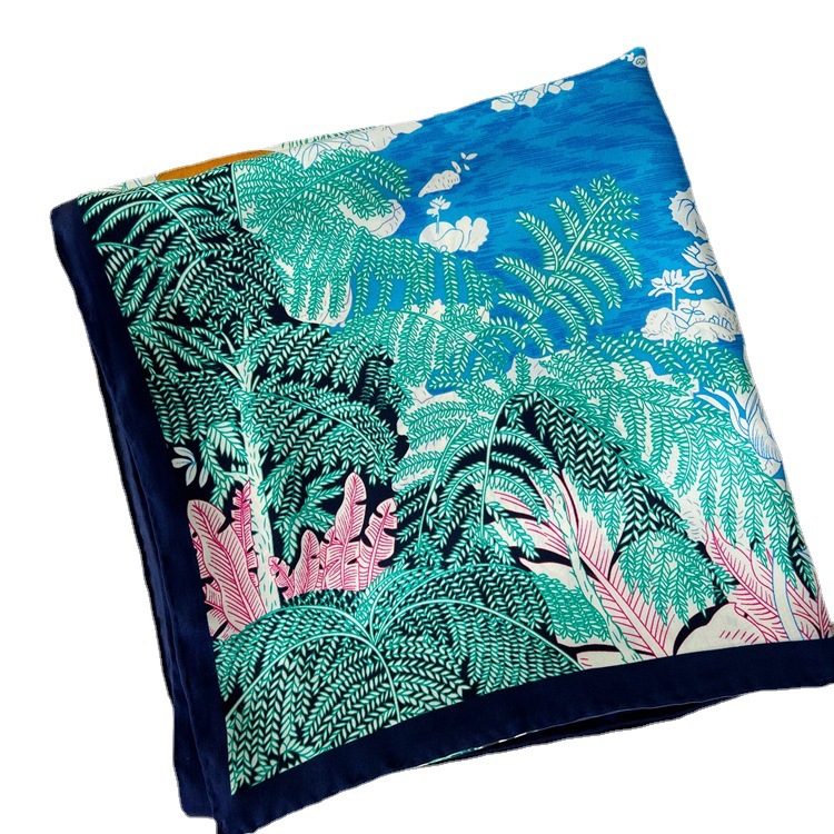 Forest All-Match Satin Large Square Shawl Mulberry Silk Shawl 144