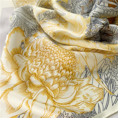 Forest All-Match Satin Large Square Shawl Mulberry Silk Shawl 144