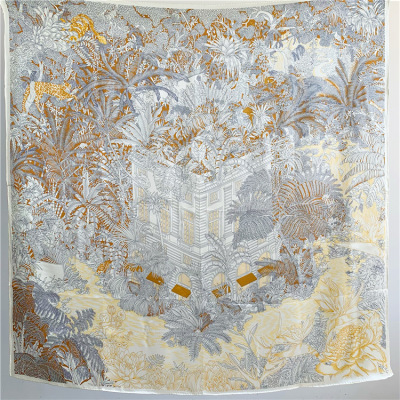 Forest All-Match Satin Large Square Shawl Mulberry Silk Shawl 144