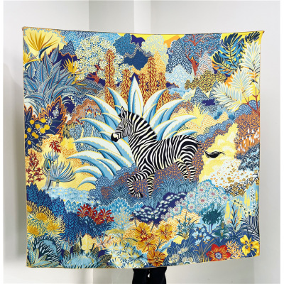 Jungle Zebra Mulberry Silk Square Shawl Large Shawl Scarf 160