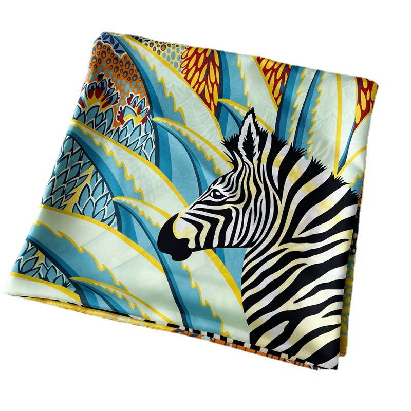 Jungle Zebra Mulberry Silk Square Shawl Large Shawl Scarf 160