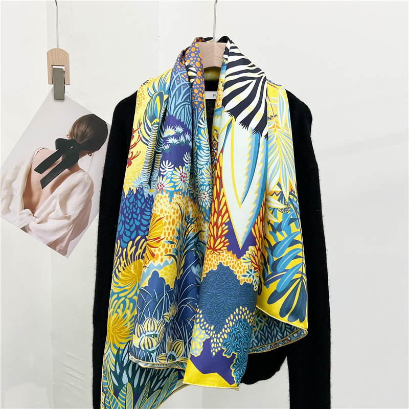 Jungle Zebra Mulberry Silk Square Shawl Large Shawl Scarf 160