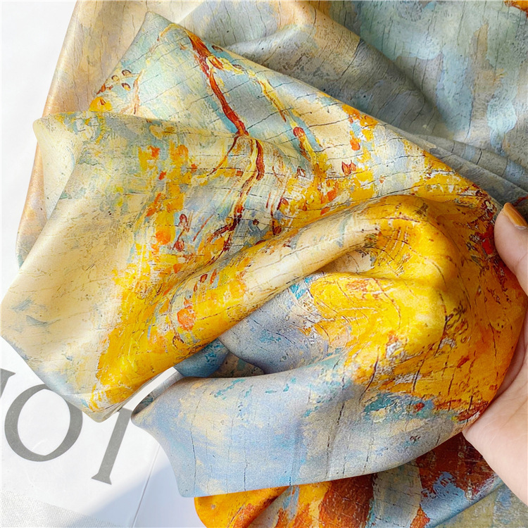 Oil Painting Satin Female Spring Autumn Silk Scarf Shawl 127