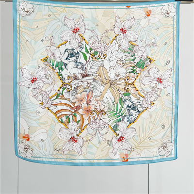 Real Silk Scarf Mid Square Scarf Fashion Decoration shawl 106