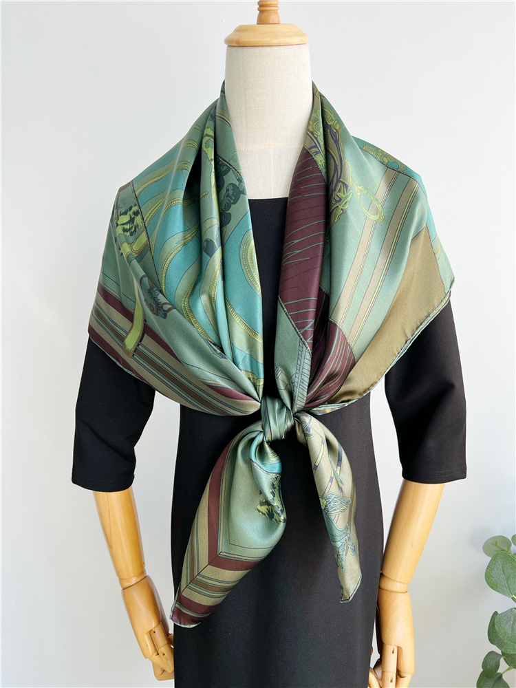 Tribal Women Satin Square Scarf Mulberry Silk Scarf Shawl 146