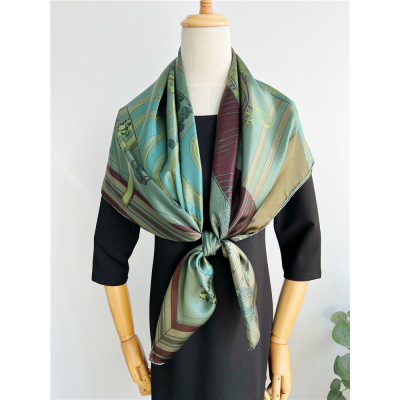 Tribal Women Satin Square Scarf Mulberry Silk Scarf Shawl 146