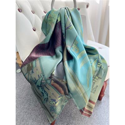 Tribal Women Satin Square Scarf Mulberry Silk Scarf Shawl 146