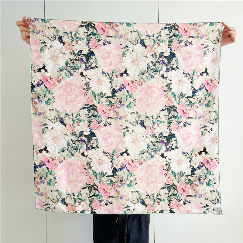 Twill Oil painting Square Scarf Women's Mulberry Silk Scarf Shawl 102