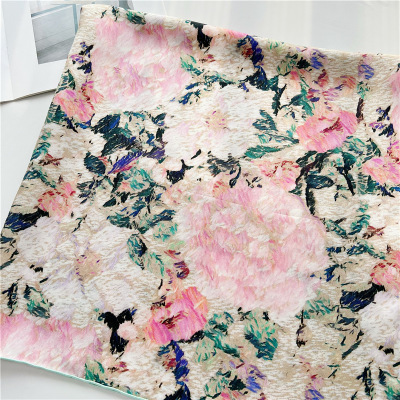 Twill Oil painting Square Scarf Women's Mulberry Silk Scarf Shawl 102