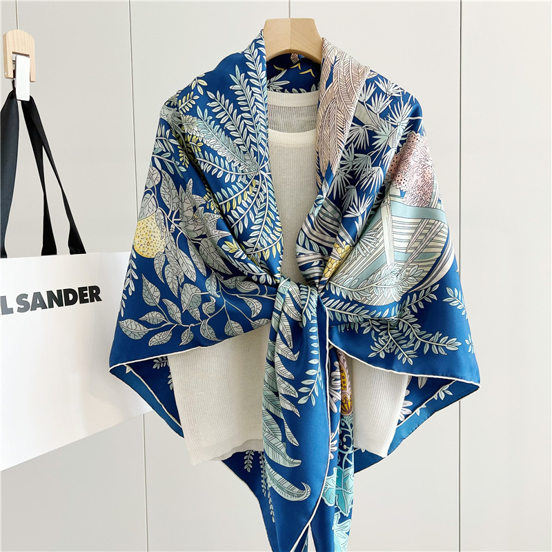 Twill Silk Female Mulberry Silk large square Scarf Shawl Dual Purpose 151