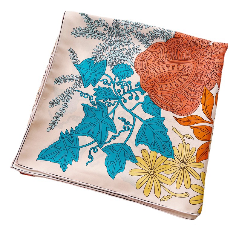 Twill Silk Female Mulberry Silk large square Scarf Shawl Dual Purpose 151