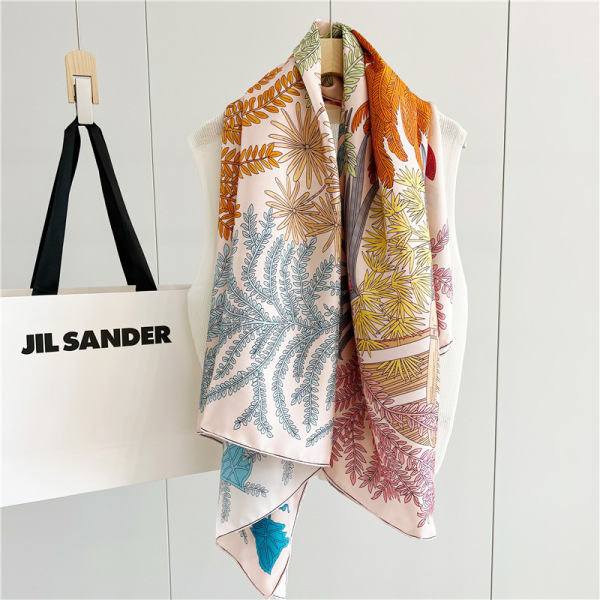 Twill Silk Female Mulberry Silk large square Scarf Shawl Dual Purpose 151