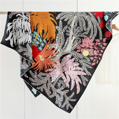 Twill Silk Female Mulberry Silk large square Scarf Shawl Dual Purpose 151