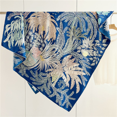Twill Silk Female Mulberry Silk large square Scarf Shawl Dual Purpose 151