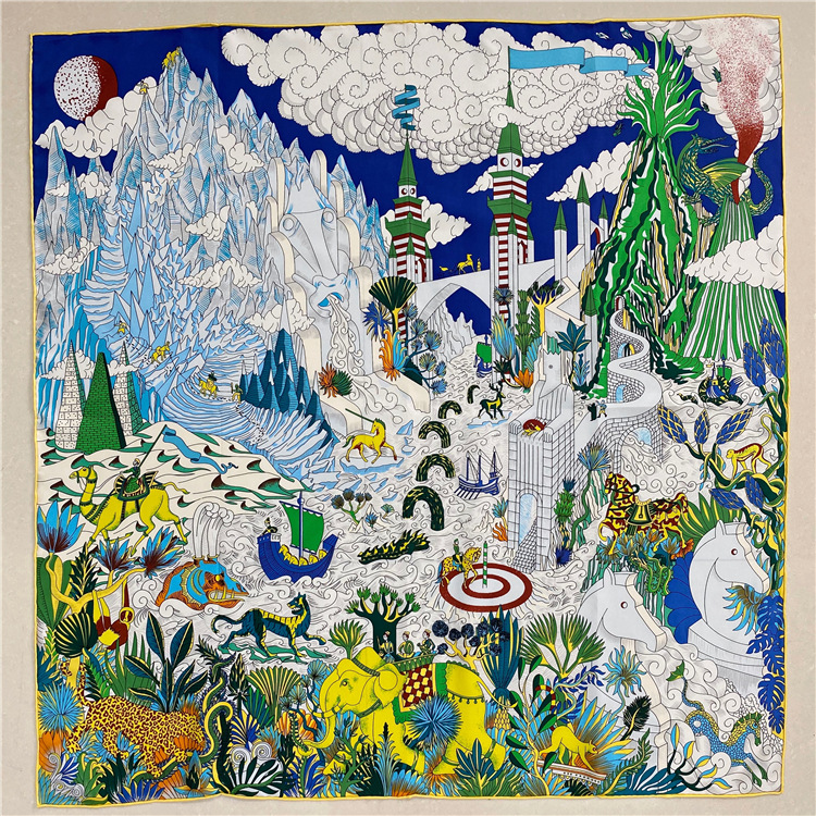 Universe Atlas Square Scarf Mulberry Silk Scarf Real Silk 116