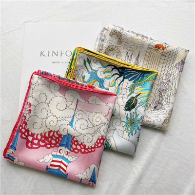 Universe Atlas Square Scarf Mulberry Silk Scarf Real Silk 116