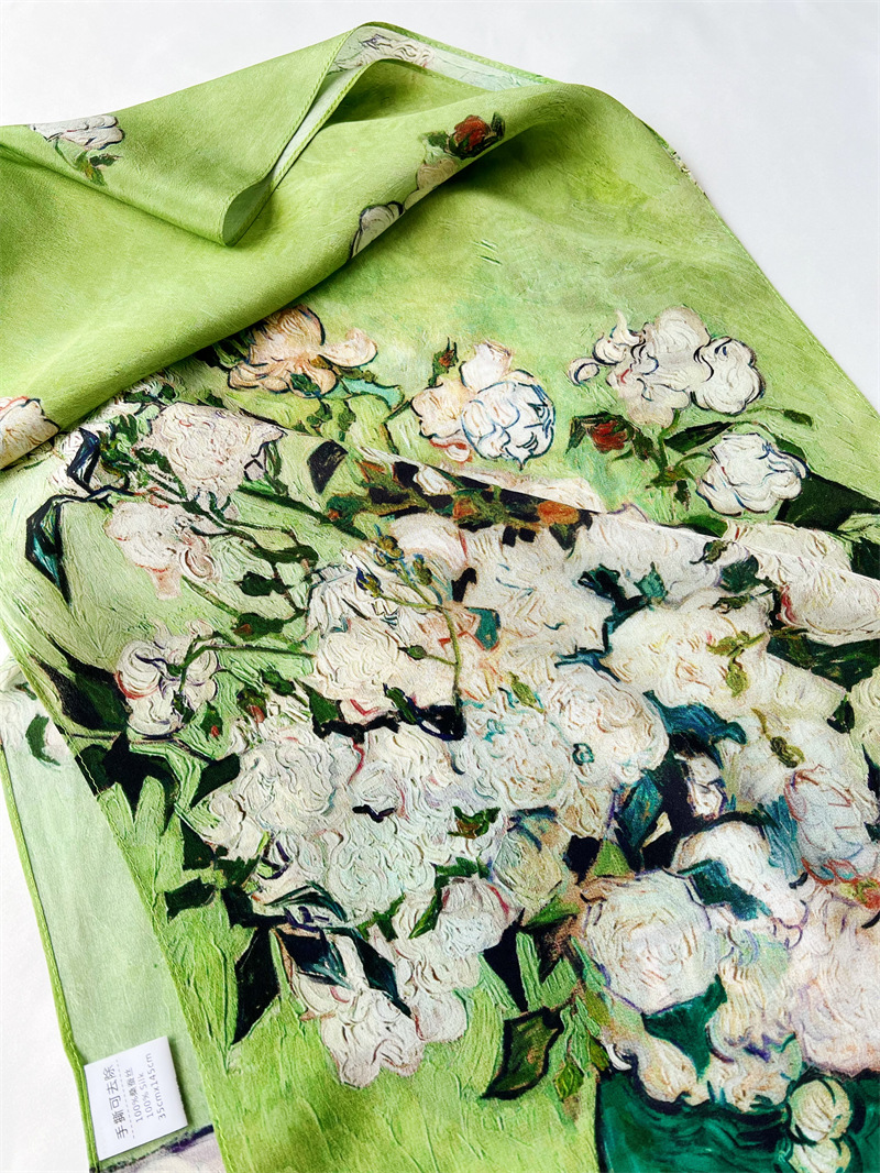 White Rose Mulberry Silk Scarf Female 111