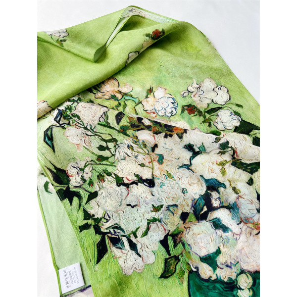 White Rose Mulberry Silk Scarf Female 111