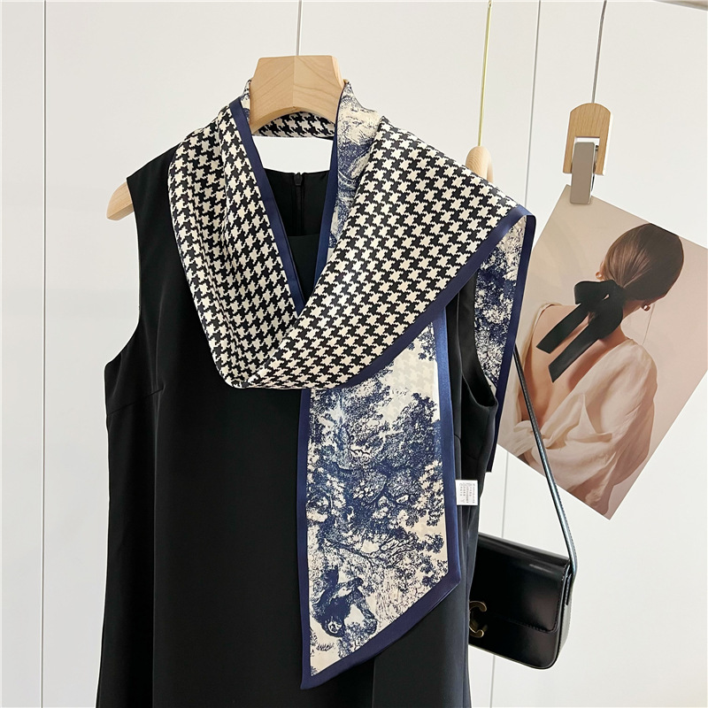 Double layer double faced silk scarf 163