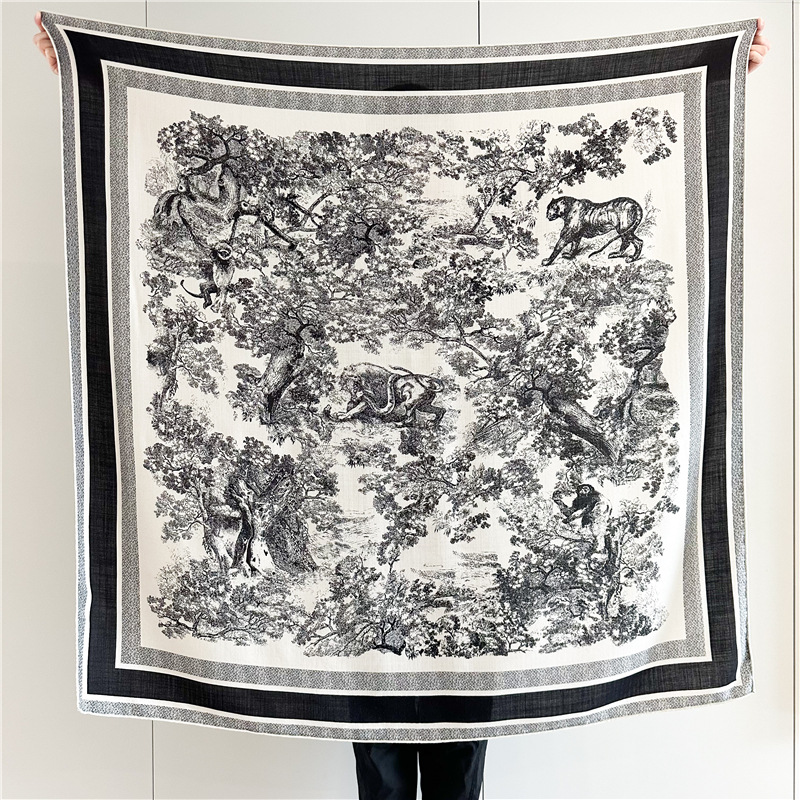 Large silk wool warm shawl scarf 165