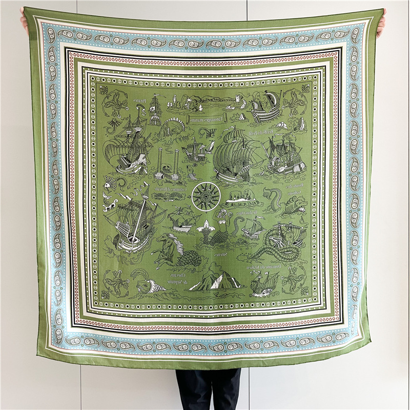 Large silk wool warm shawl scarf 165