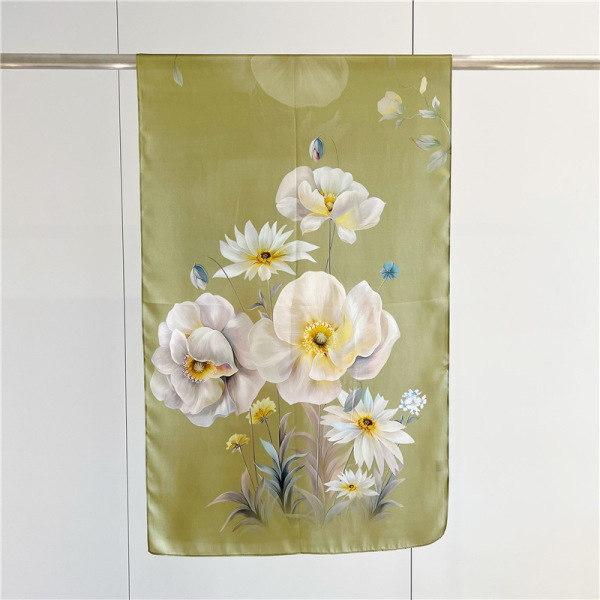 Women's elegant long silk scarf plain crepe satin 164