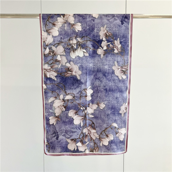 Women's elegant long silk scarf plain crepe satin 164